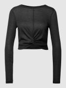 Only Cropped Longsleeve in melierter Optik in Black, Größe M