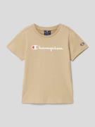 CHAMPION T-Shirt mit Runfdhalsausschnitt in Sand, Größe 152