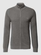 Gant Strickjacke mit Label-Stitching Modell 'PIQUE' in Anthrazit, Größ...