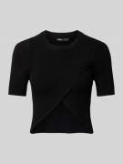 Only Crop Top mit in Wickel-Optik Modell 'KAI' in Black, Größe L