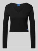 Hugo Blue Cropped Longsleeve Modell 'Darimina' in Black, Größe L