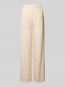 Object Wide Leg Stoffhose mit Häkelspitze Modell 'IBI' in Beige, Größe...