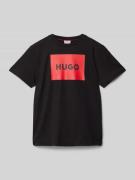 HUGO T-Shirt mit Runfdhalsausschnitt in Black, Größe 164