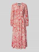 comma Midikleid mit Schlüsselloch-Ausschnitt in Rot, Größe 36