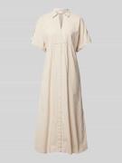 Milano Italy Loose Fit Midikleid aus Leinen-Baumwoll-Mix in Sand, Größ...