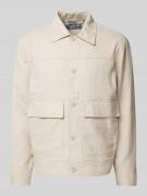 JAKE*S STUDIO MEN Hemdjacke mit Umlegekragen in Sand, Größe XL