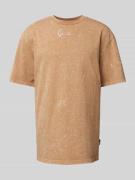 KARL KANI T-Shirt mit Label-Stitching in Sand, Größe L