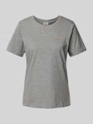 Fransa T-Shirt mit Motiv-Stitching Modell 'heart' in Mittelgrau Melang...