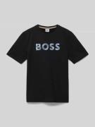 Boss T-Shirt mit Rundhalsausschnitt und Label-Print in Black, Größe 15...