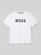 Boss T-Shirt mit Rundhalsausschnitt und Label-Print in Weiss, Größe 14...