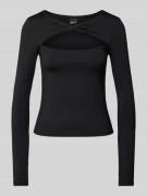 Gina Tricot Longsleeve mit Cut Out in Black, Größe L