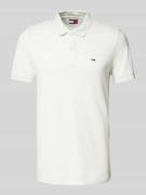 Tommy Jeans Slim Fit Poloshirt mit Logo-Stitching in Hellgrau Melange,...