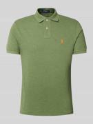 Polo Ralph Lauren Slim Fit Poloshirt mit Label-Stitching in Khaki, Grö...