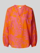 Emily Van den Bergh Bluse mit Allover-Muster und V-Ausschnitt in Orang...