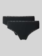 Snocks Slip mit Spitzenbesatz im 2er-Pack in Black, Größe L