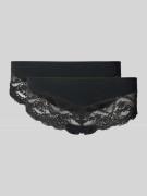 Snocks Hipster mit Spitzenbesatz im 2er-Pack in Black, Größe L
