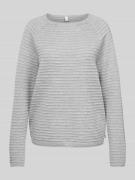 QS Strickpullover mit Strukturmuster in Hellgrau, Größe S