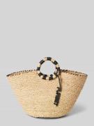 PUR-SET Handtasche mit Kontraststreifen Modell 'Raphia' in Cognac, Grö...