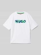 HUGO T-Shirt mit Runfdhalsausschnitt in Weiss, Größe 152