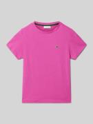 Lacoste T-Shirt mit Logo-Stitching in Fuchsia, Größe 140