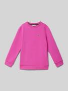 Lacoste Sweatshirt mit Label-Stitching in Fuchsia, Größe 140