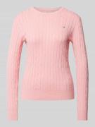 Gant Strickpullover mit Label-Stitching in Pink, Größe XXL