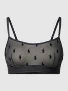 Polo Ralph Lauren Bralette mit Allover-Logo-Muster in Black, Größe L