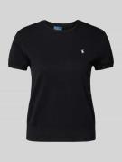 Polo Ralph Lauren Strickshirt mit Logo-Stitching in Black, Größe L