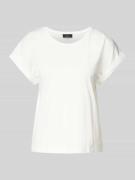monari T-Shirt mit geripptem Rundhalsausschnitt in Offwhite, Größe 40