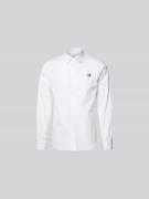 MAISON KITSUNÉ Freizeithemd mit Label-Stitching in Weiss, Größe 38