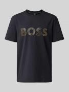 BOSS Green T-Shirt mit Label-Print in Dunkelblau, Größe L