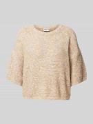 Jake*s Casual Strickshirt mit Rundhalsausschnitt in Offwhite, Größe L