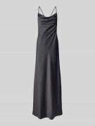 V.M. Abendkleid mit Wasserfall-Ausschnitt in Anthrazit, Größe 36