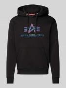Alpha Industries Hoodie mit Label-Print in Black, Größe M
