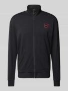 HUGO Sweatjacke mit Label-Print Modell 'Laze' in Black, Größe M