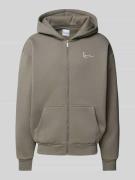 KARL KANI Swetjacke mit Label-Stitching in Anthrazit, Größe XL