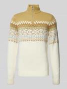 Blend Strickpullover mit Stehkragen in Offwhite, Größe M