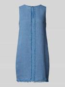 Stefanel Minikleid mit Leinen-Anteil in Hellblau Melange, Größe L