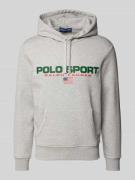 Polo Sport Hoodie mit Label-Print in Hellgrau Melange, Größe M