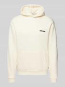 REVIEW Hoodie mit Label-Print in Ecru, Größe L
