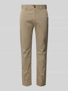 BOSS Orange Slim Fit Chino mit Gürtelschlaufen in Beige, Größe 34/32