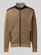 bugatti Regular Fit Sweatjacke mit Reißverschluss in Taupe, Größe L