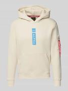 Alpha Industries Hoodie mit Label-Print in Beige, Größe L