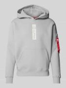 Alpha Industries Hoodie mit Label-Print in Hellgrau, Größe L