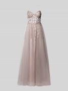 Unique Abendkleid mit Spitzenbesatz in Rose, Größe 36