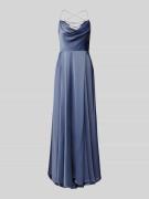 V.M. Abendkleid mit Wasserfall-Ausschnitt in Hellblau, Größe 42