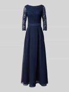 Swing Abendkleid mit Ausbrenner-Effekt in Marine, Größe 36