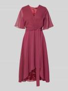 Swing Cocktailkleid mit V-Ausschnitt in Dunkelrot, Größe 44