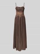 Mascara Abendkleid mit Ziersteinbesatz in Mittelbraun, Größe 34