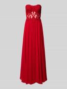 Mascara Abendkleid mit Strasssteinbesatz in Dunkelrot, Größe 36